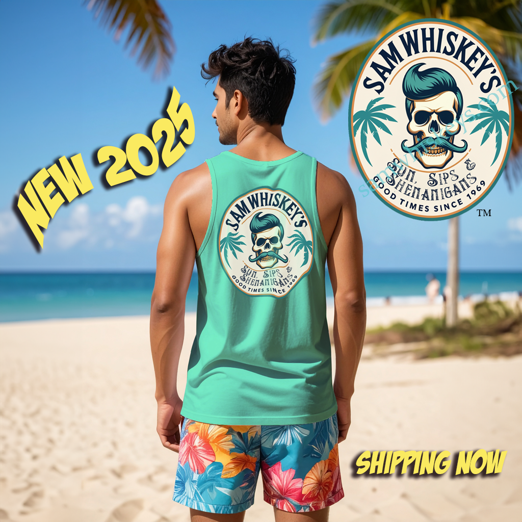 SW BEACH 2025 SUN, SIPS & SHENANIGANS TAN TOP