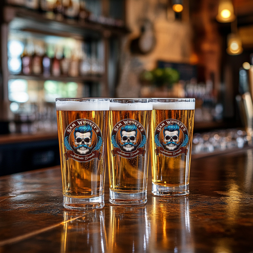 SAM WHISKEY'S AUTHENTIC BRANDS LOGO2023 PINT GLASS