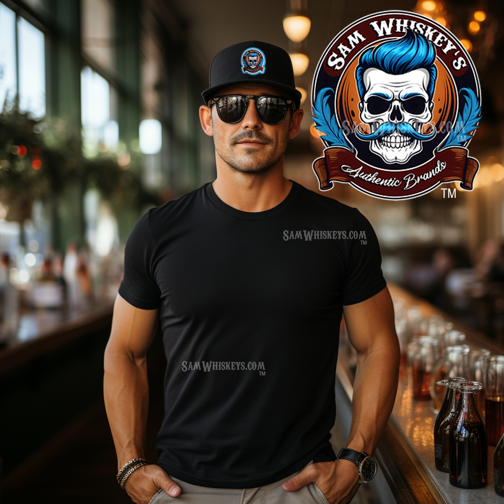 SAM WHISKEY'S AUTHENTIC BRANDS LOGO2023 FLAT BILL HAT